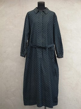 1920's-1930's printed indigo dress