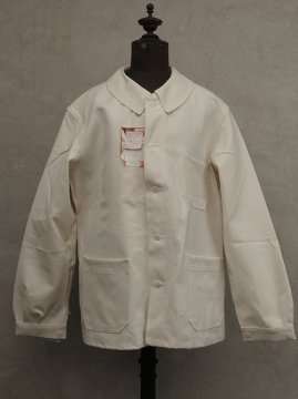 mid 20th c. white cotton work jacket dead stock