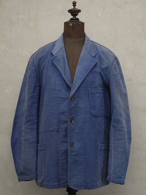 1940-1950's blue moleskin work jacket tailored collar - フレンチ・ヴィンテージ