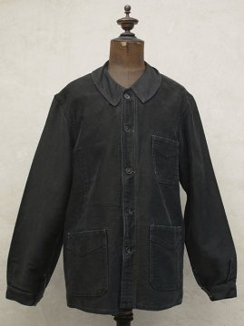 Black Moleskin Work Jacket - フレンチ・ヴィンテージ アンティーク 