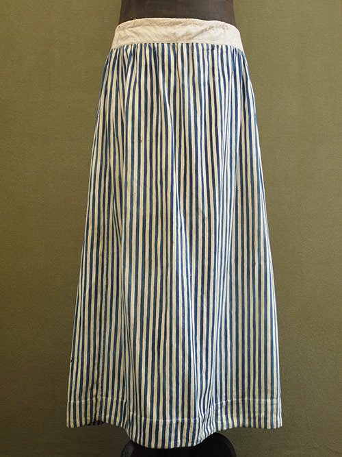 late 19th - early 20th c. indigo striped cotton skirt - フレンチ ...