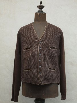 ~1930's brown wool knitted cardi