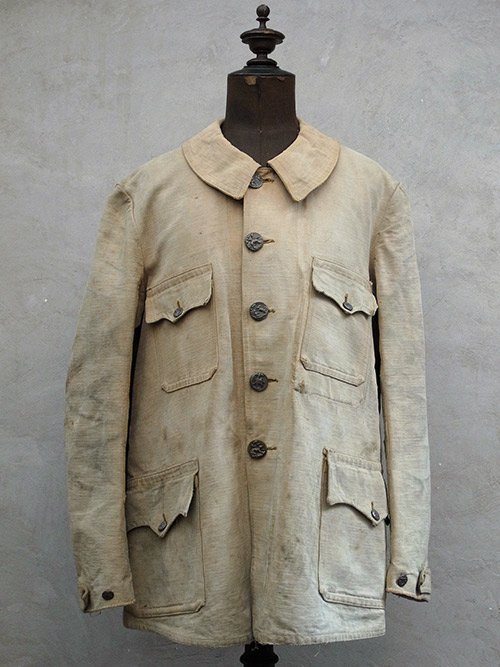 1930's linen hunting jacket - フレンチ・ヴィンテージ アンティーク 