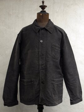 Black Moleskin Work Jacket - フレンチ・ヴィンテージ アンティーク 