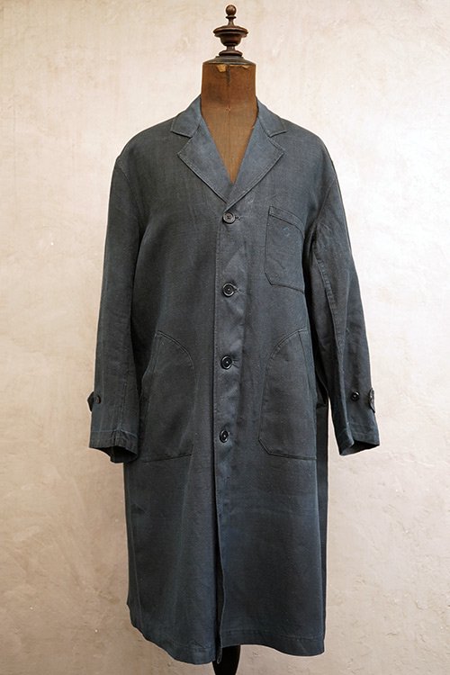 cir.1930's indigo linen maquignon coat - フレンチ・ヴィンテージ ...