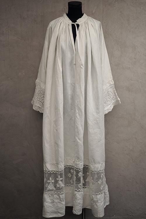 early 20th c. linen long church smock - フレンチ・ヴィンテージ ...