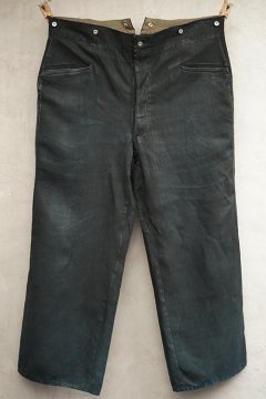 early 20th c. indigo linen maquignon work trousers