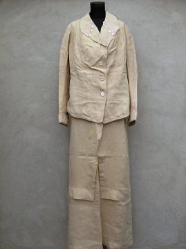 early 20th c. beige linen jacket &skirt 