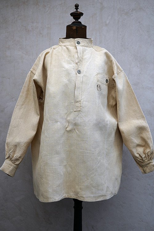 1940's French military pullover bourgeron linen top 