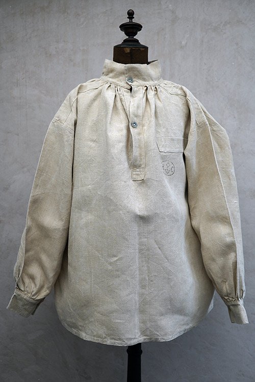 1940's French military pullover bourgeron linen top 