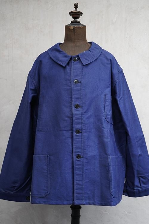 cir. mid 20th c. blue moleskin work jacket 60 dead stock