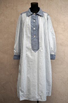 1930's light blue cotton long work dress