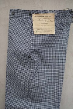 cir.1930's checked cotton pastry work trousers dead stock