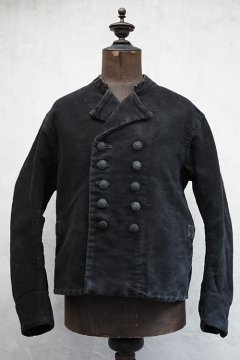 cir. early 20th c. Dutch fisherman black moleskin work jacket