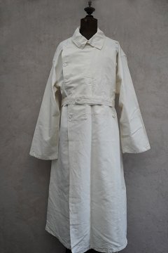 mid 20th c. French military double breasted linen cotton coat