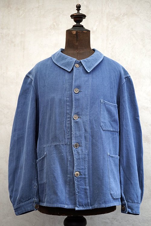 1930's-1940's blue cotton linen twill work jacket - フレンチ ...