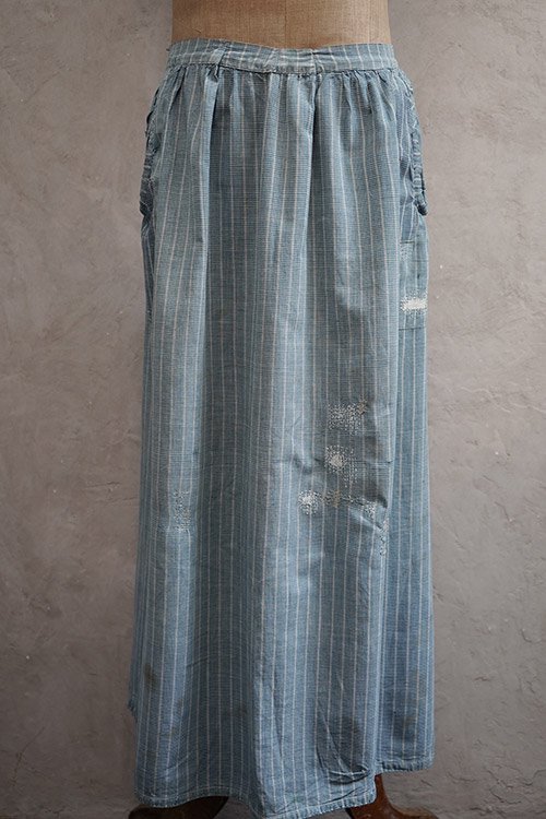 early 20th c. indigo checked cotton apron - フレンチ・ヴィンテージ アンティーク古着「Mindbenders and Classics」