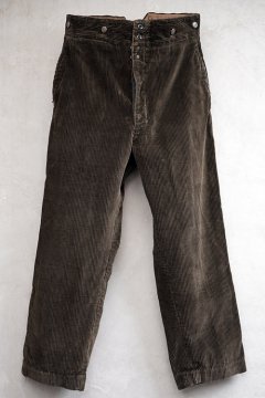 cir.1930's dark brown corduroy work trousers dead stock