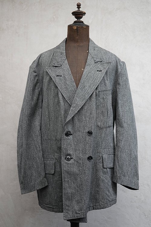 cir.1940's salt&pepper cotton double breasted jacket dead stock ...