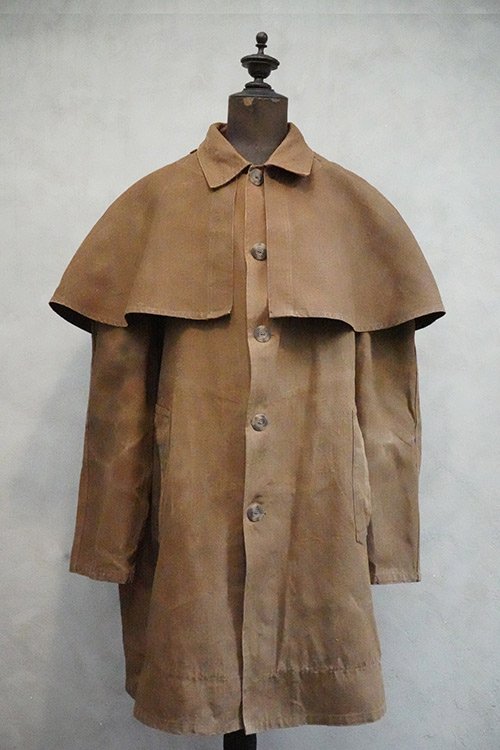 1940's-1950's brown linen hunting cape coat - フレンチ