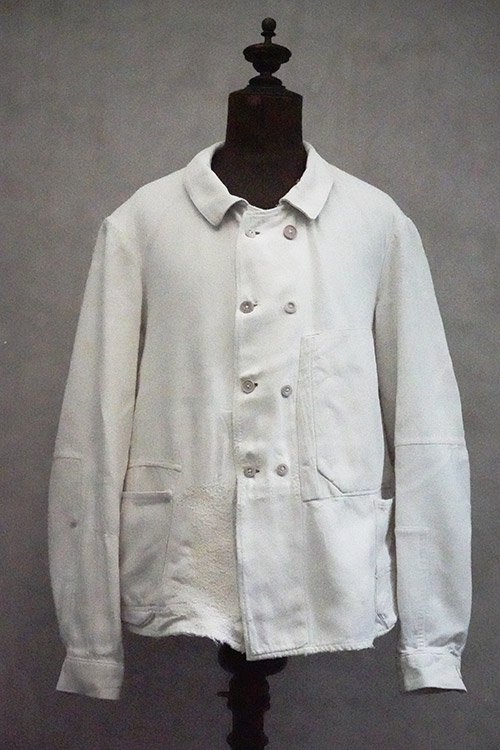 1930s〜 フレンチ　ワーク　ダブルブレストジャケット　ホワイトモールスキン