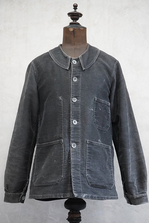 1930's-1940's black moleskin work jacket - フレンチ・ヴィンテージ ...