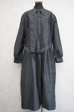 1930's-1940's printed black cotton work dress