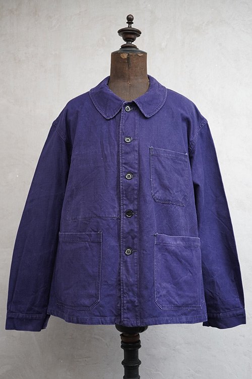 mid 20th c. blue cotton twill work jacket PTT - フレンチ ...