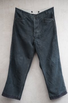 1940's indigo linen maquignon work trousers 
