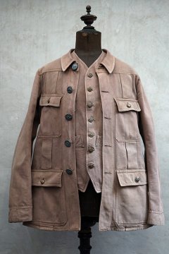 ~1930's brown cotton hunting jacket and gilet