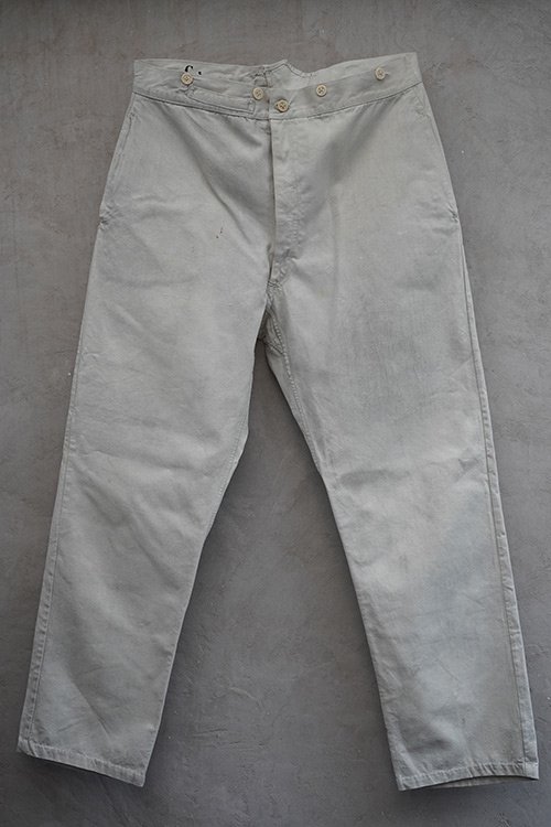 early 20th c.French military bourgeron cotton linen work trousers -  フレンチ・ヴィンテージ　アンティーク古着「Mindbenders and Classics」