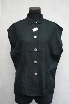 cir.1930's-1940's black silk N/SL blouse dead stock