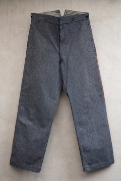 ~1930's indigo striped cotton fire fighter trousers