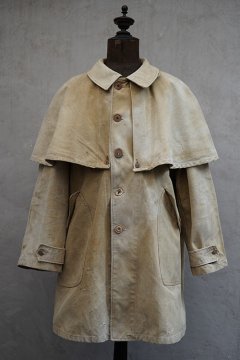 cir.1940's brown canvas cape coat