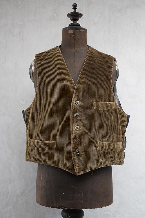 1930's -1940's brown corduroy huning gilet - フレンチ