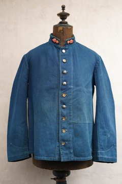 early 20th c. indigo cotton fire fighter jacket