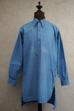 1930's striped blue × indigo cotton shirt dead stock