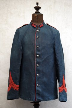 late 19th c. indigo herringbone linen fire fighter jacket