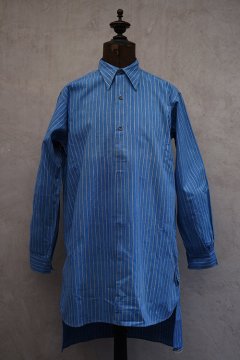 1930's striped blue × indigo cotton shirt dead stock