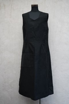 cir.1940's black work apron dress N/SL ”back buttons
