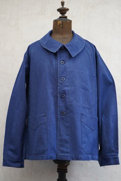 cir.1940's blue linen×cotton work jacket