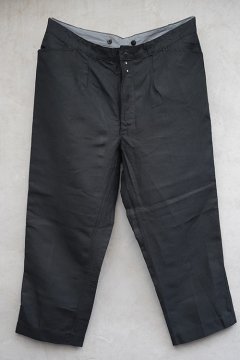 mid 20th c. black linen maquignon work trousers 