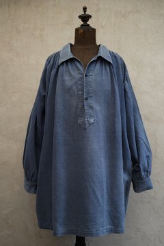 cir. 1930's-1940's blue linen cotton smock