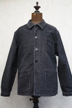 Black Moleskin Work Jacket - フレンチ・ヴィンテージ アンティーク