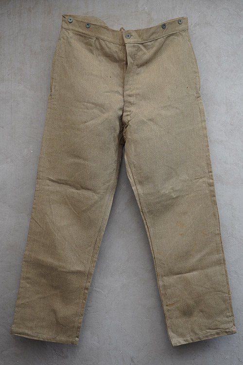 1930's French military bourgeron linen work trousers dead stock - フレンチ ...
