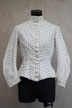 19th c. white × purple printed blouse 