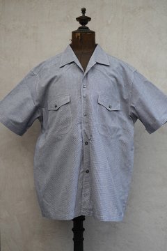 mid 20th c. houndstooth checked S/SL butcher shirt dead stock
