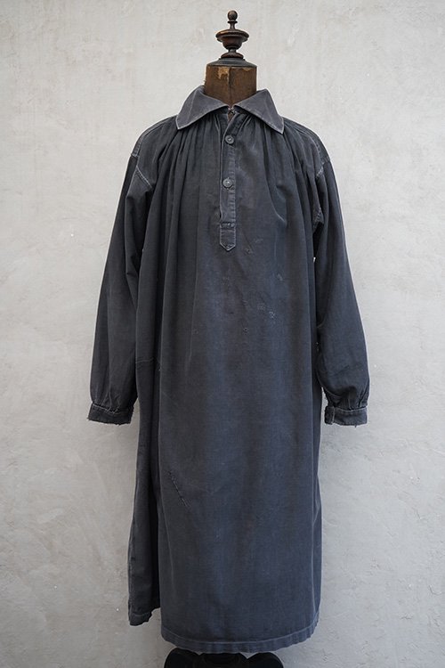 1930's-1940's black cotton smock - フレンチ・ヴィンテージ