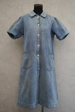cir.1930's blue Herringbone work dress
