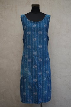 cir.1930's printed indigo work dress / apron  N/SL